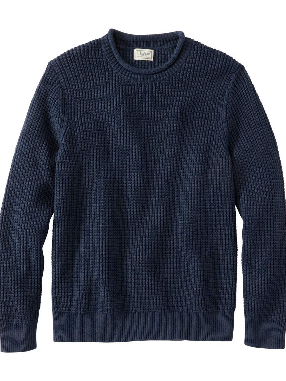 L.L. Bean Men’s Organic Cotton Waffle Stitch Rollneck Sweater Navy XL Regular - Picture 10 of 12